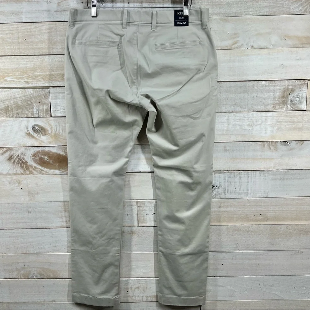 J Crew TruTemp 365 Pants‎ Mens 33x32 Beige Khaki Chino Slim Thermal Comfort NWT